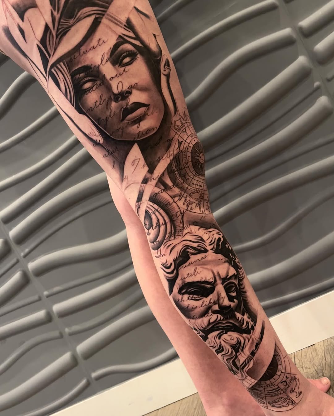 Adrian Idso Leg Sleeve Tattoo with Snakes at Broadway Dept Sacramento