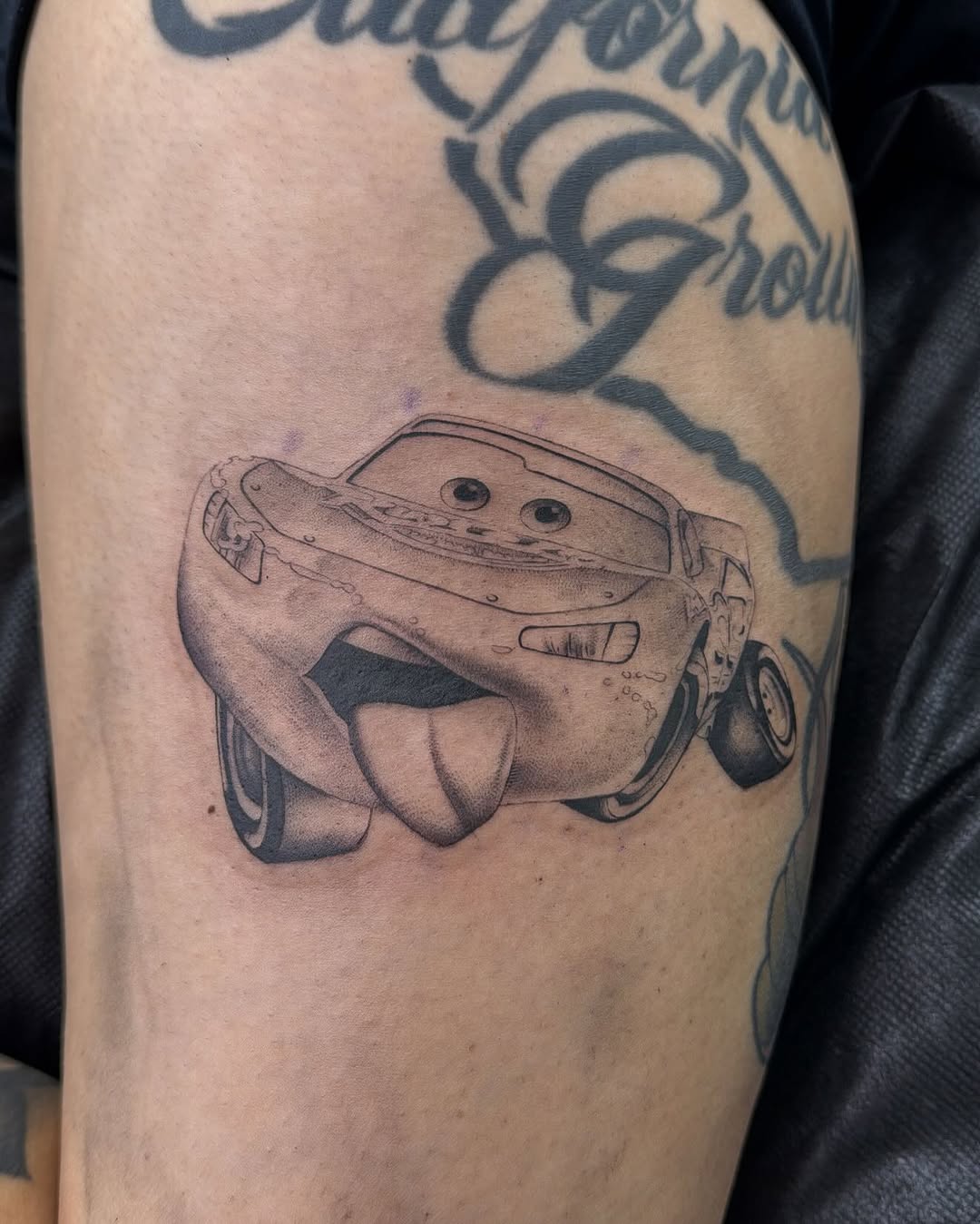 Completed lightning and thunder tattoo by Crystal Mercedes at Broadway Dept. Midtown Sacramento