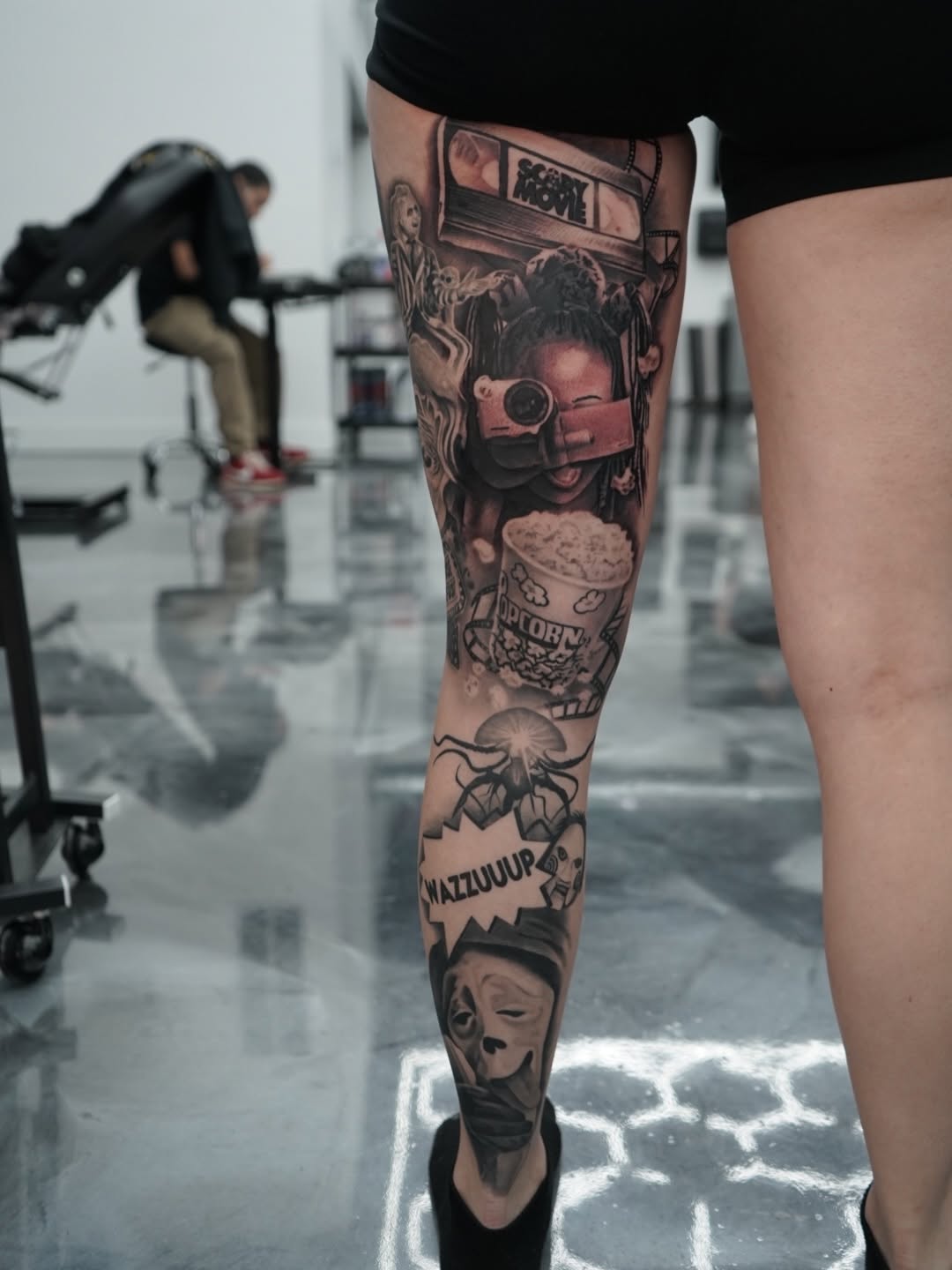 Scary Movie Themed Leg Sleeve by Charleigh Rae at Broadway Dept. Sacramento