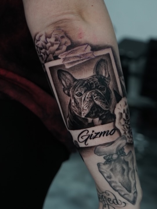 Realistic Dog Portrait Tattoos by Charleigh Rae at Broadway Dept. Sacramento