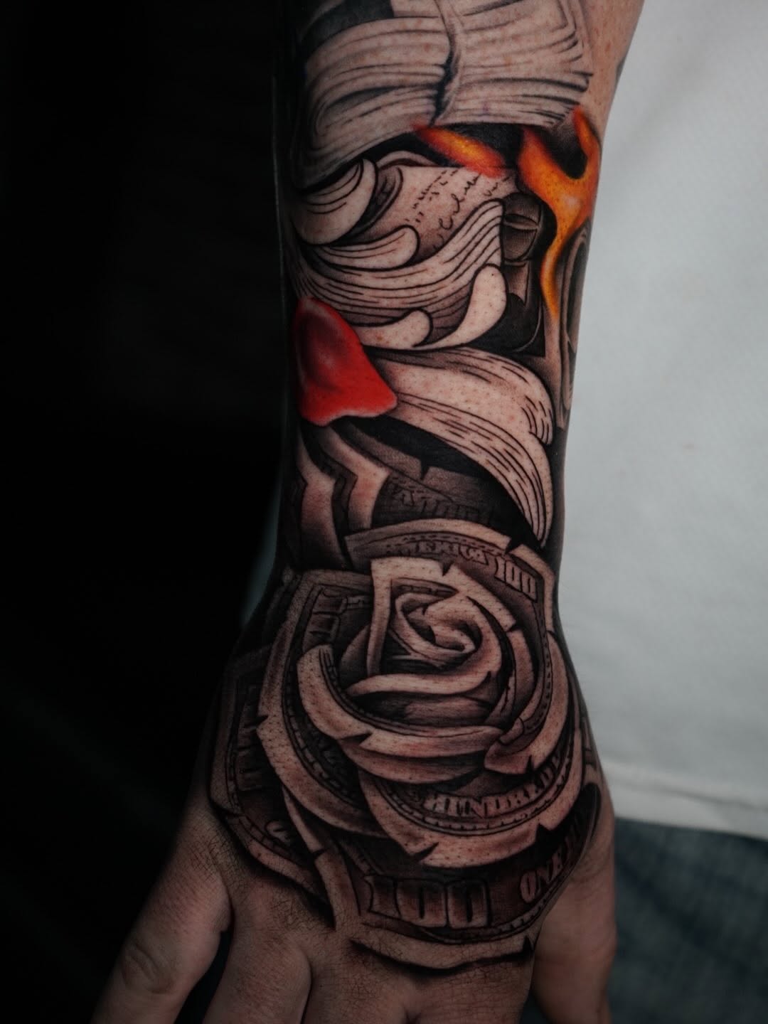 Sleeve tattoo progress update by Crystal Mercedes at Broadway Dept. Sacramento