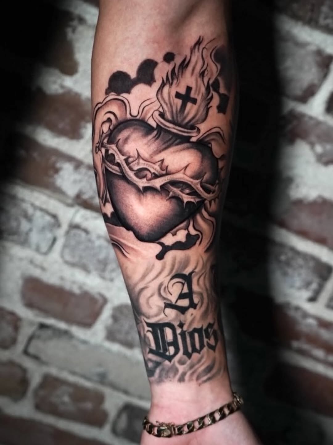 Heart filler tattoo healed result by Jesus Bernal at Broadway Dept. Sacramento