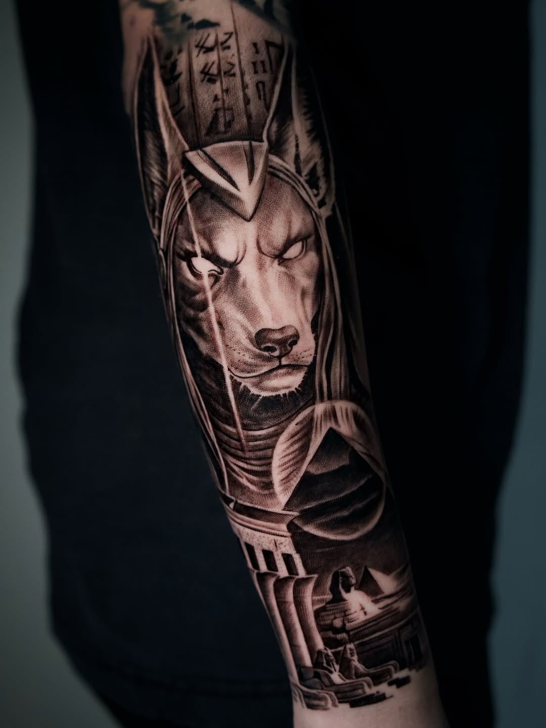 Anubis Black and Grey Tattoo by Adrian Idso at Broadway Dept. Sacramento