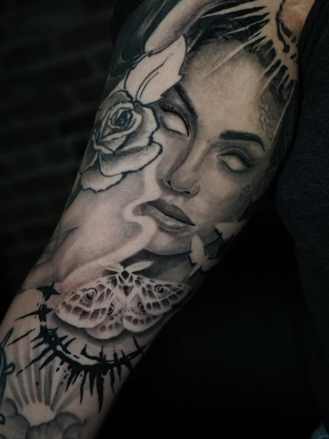 Healed gothic siren design showing intricate linework and shading by Charleigh Rae