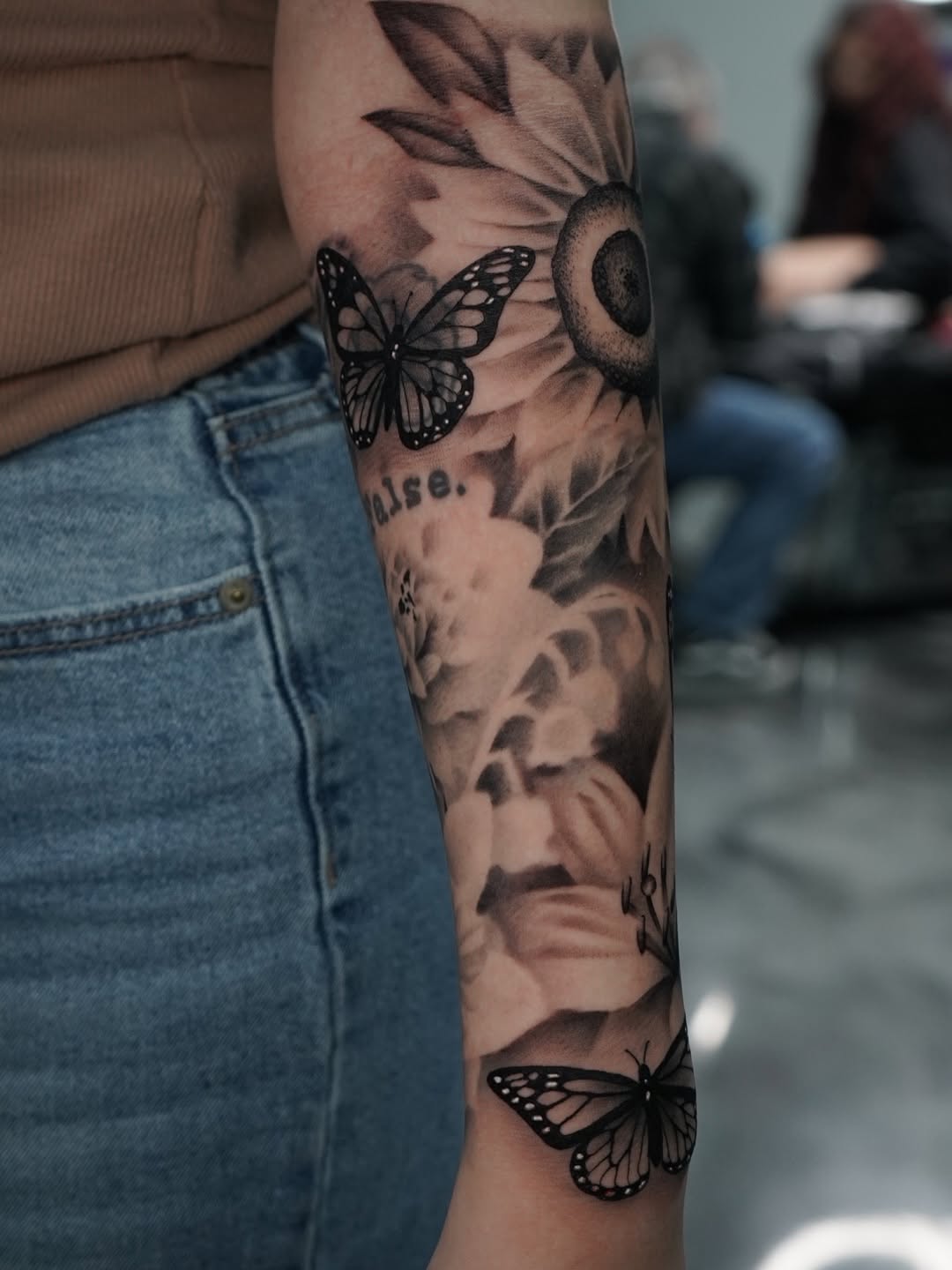 Finished butterfly tattoo by Charleigh Rae at Broadway Dept. on 21st Street Sacramento