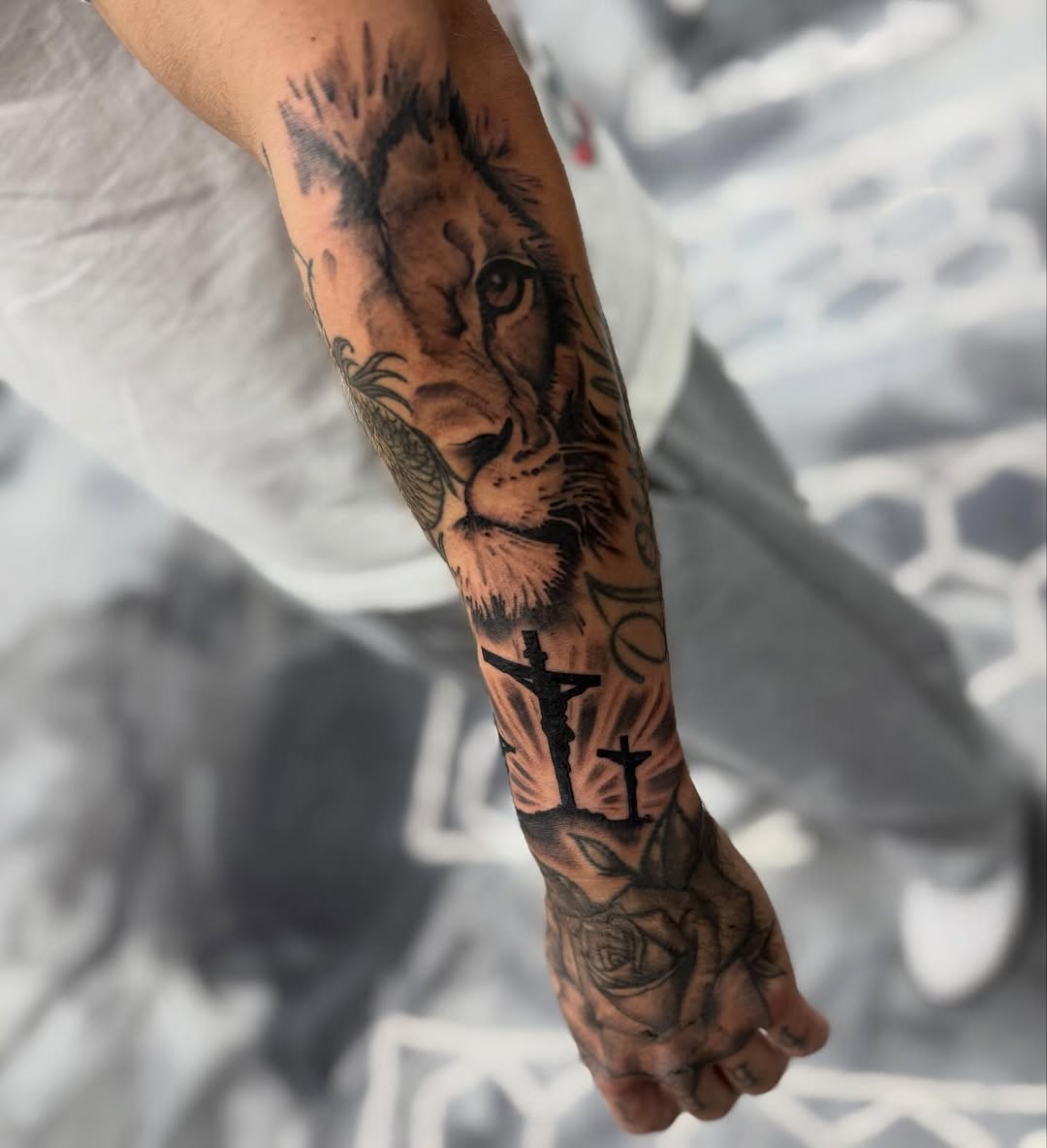 David Maciel's First Lion Tattoo at Broadway Dept Midtown Sacramento