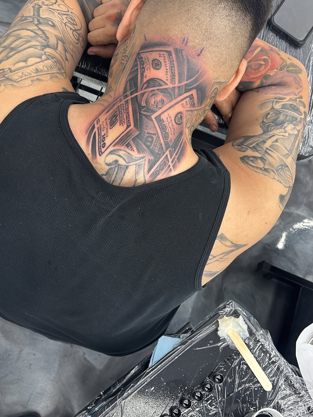 Custom tattoo work by Baby Stray Ink at Broadway Dept. Sacramento