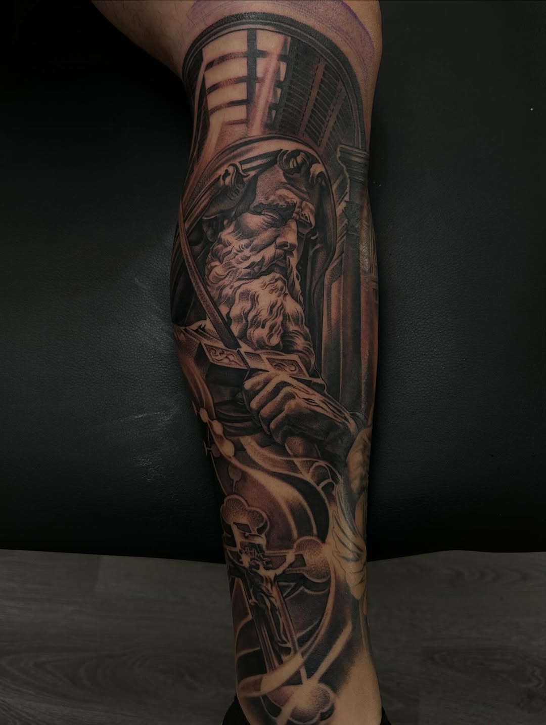 Custom symbolic tattoo artwork by Mauricio Contreras at Broadway Dept. Midtown Sacramento