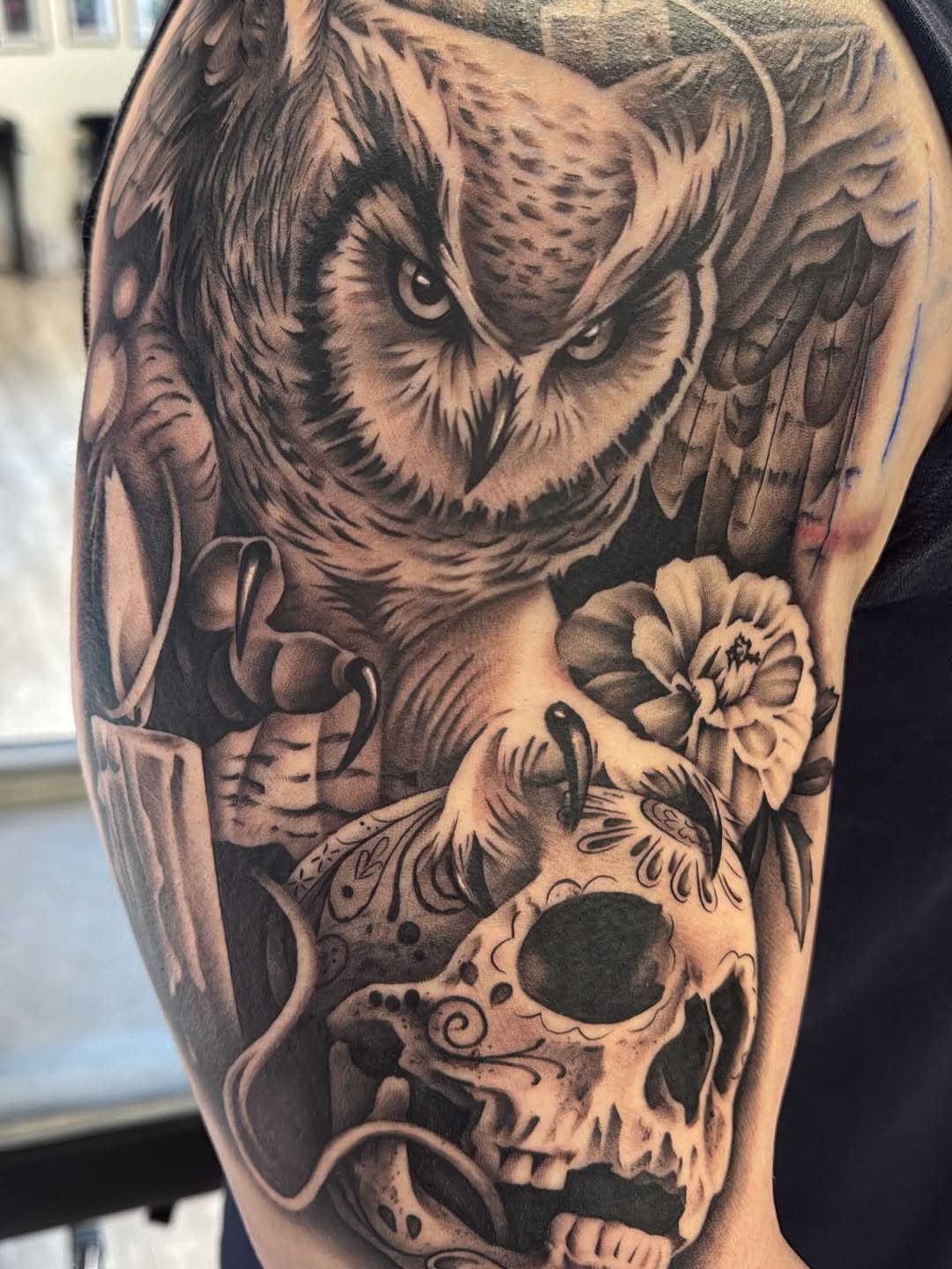 Detailed tattoo design by Crystal Mercedes at Broadway Dept. Midtown Sacramento.