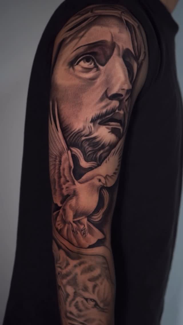 Jesus Bernal Outer Arm Tattoo Sleeve Work at Broadway Dept. Midtown Sacramento