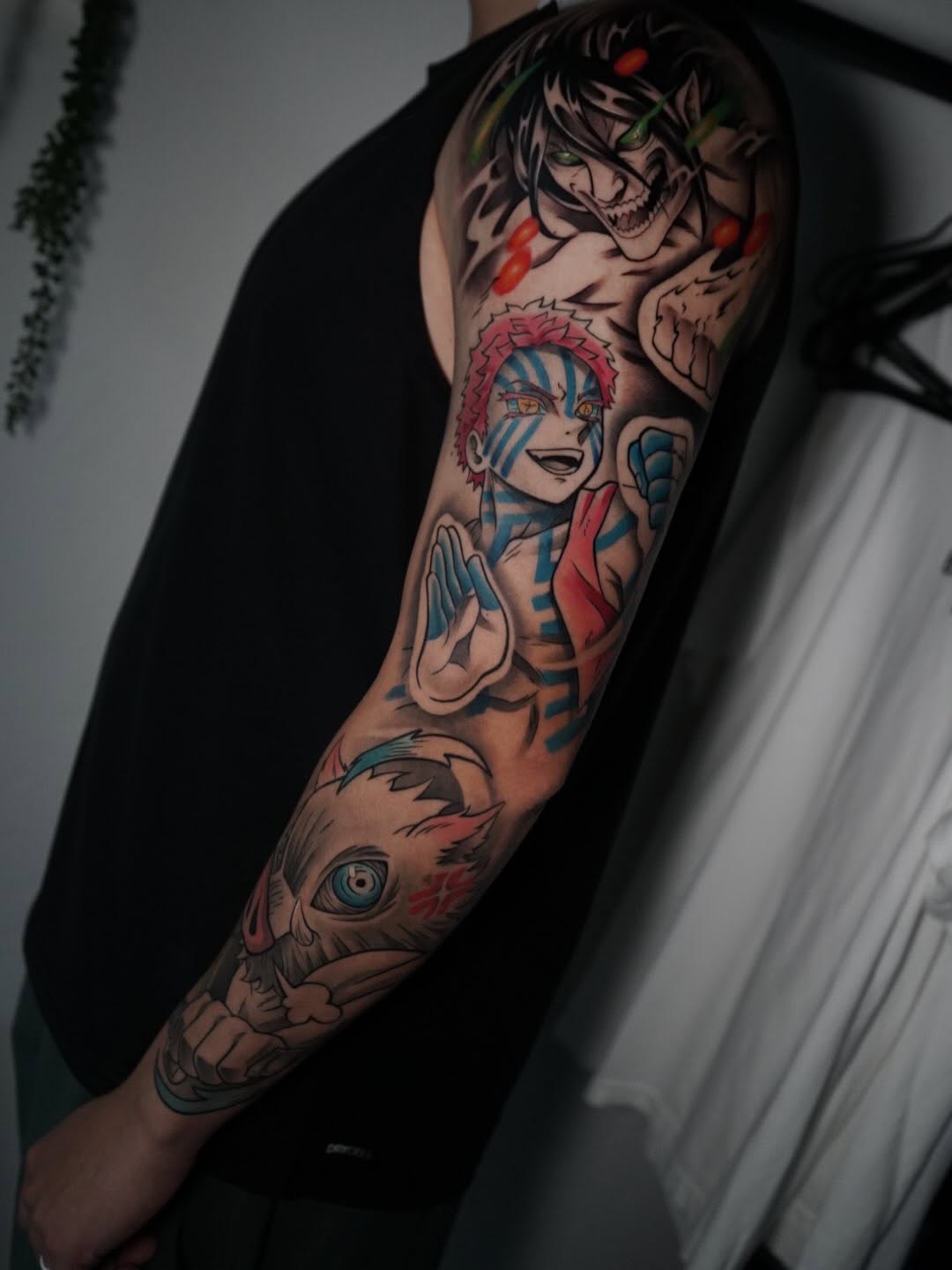 Anime sleeve tattoo session at Broadway Dept. on 21st Street Sacramento
