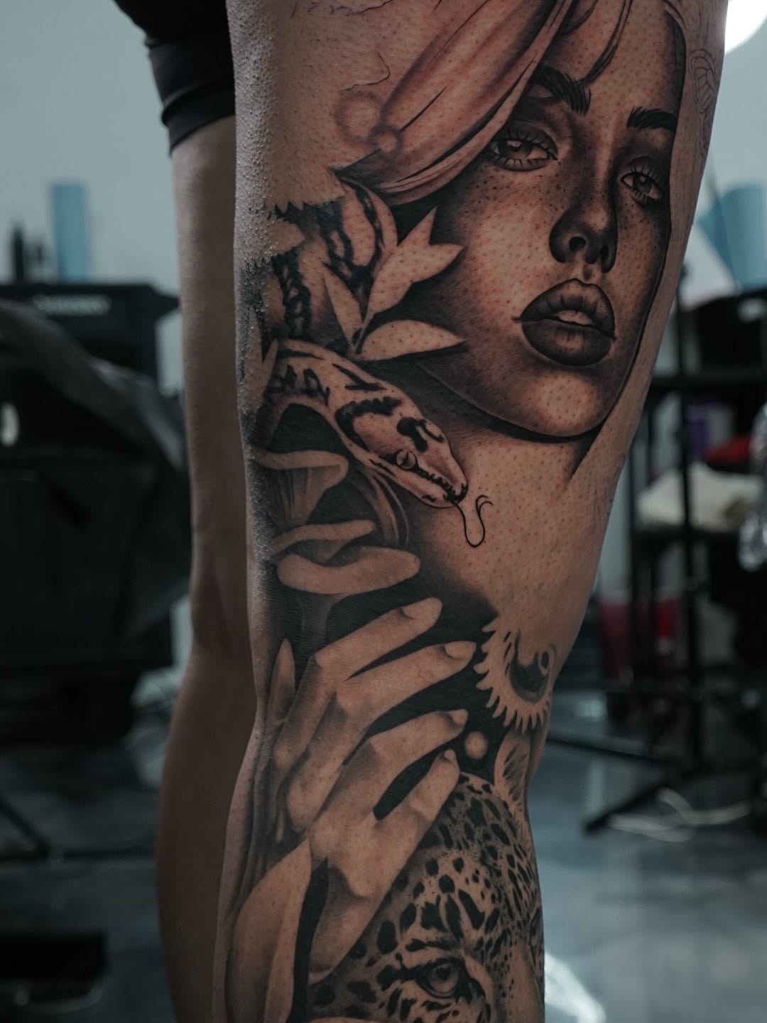 Tattoo artwork in progress by Crystal Mercedes at Broadway Dept. Sacramento
