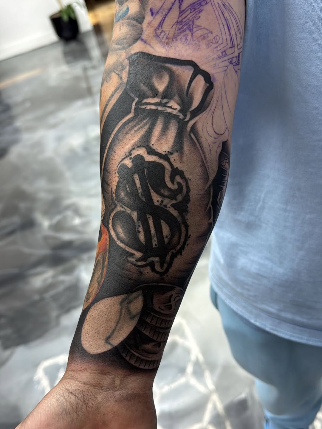 Work in progress tattoo piece by Crystal Mercedes at Broadway Dept. Sacramento