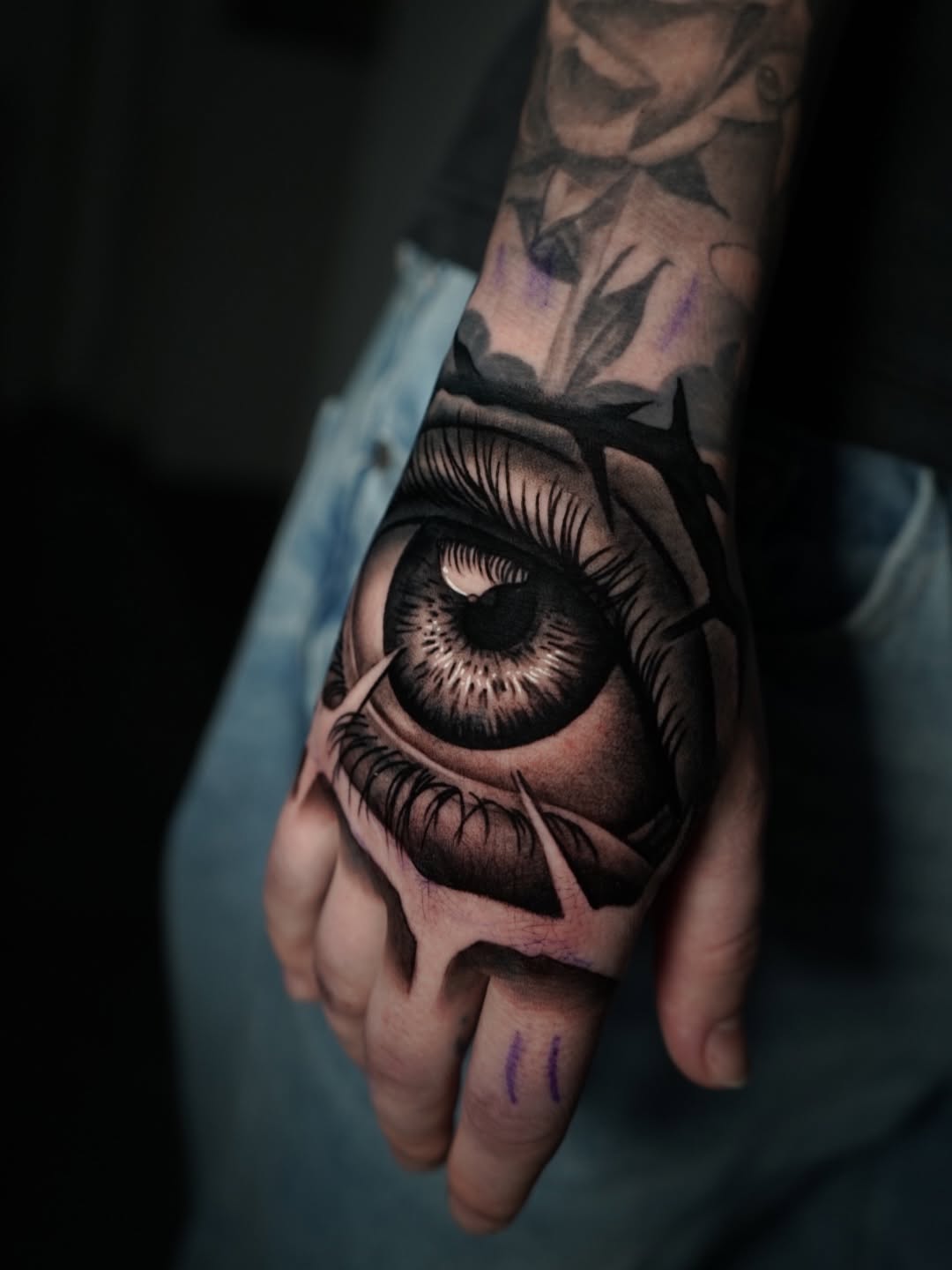 Close-up view of job stopper tattoo artwork at Broadway Dept Sacramento tattoo shop