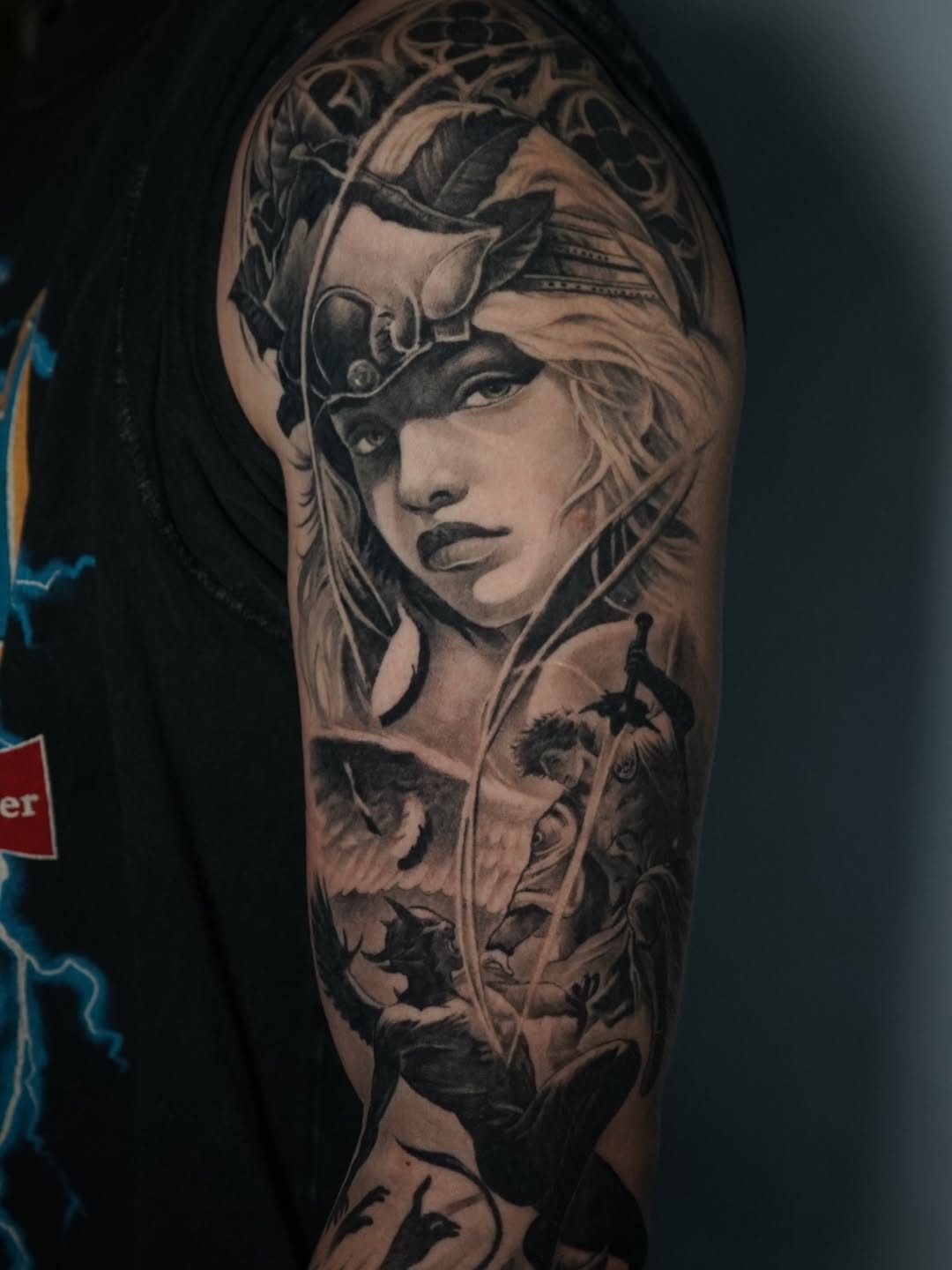 Finished healed tattoo design by Broadway Dept. tattoo artists Sacramento