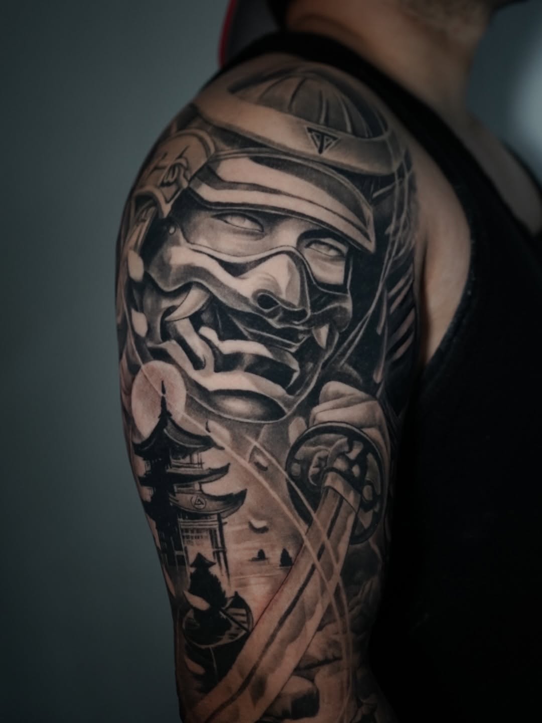 Completed healed tattoo artwork from Broadway Dept. walk-in studio Sacramento