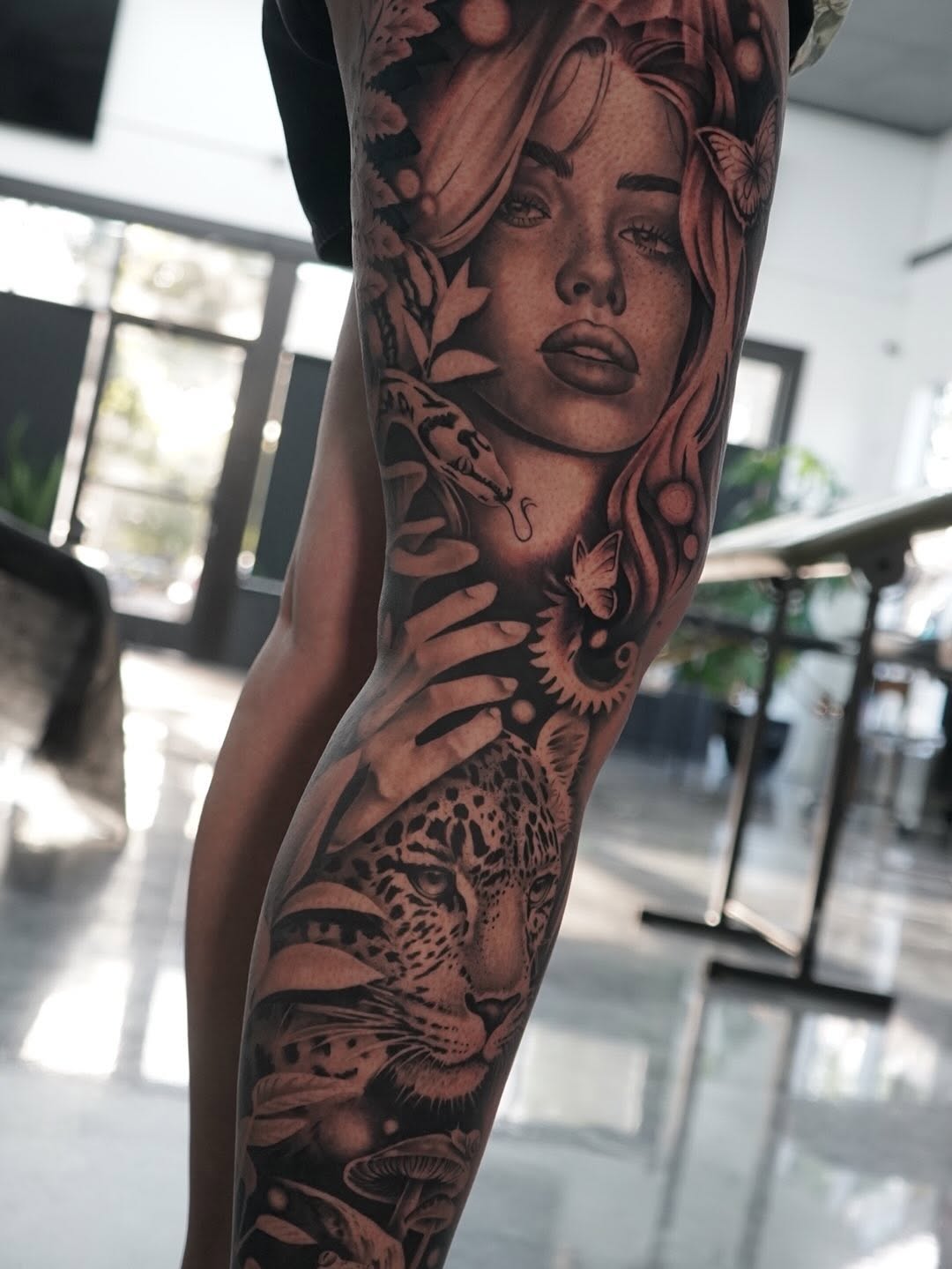 Large-Scale Custom Tattoo Project by Crystal Mercedes at Broadway Dept. Sacramento