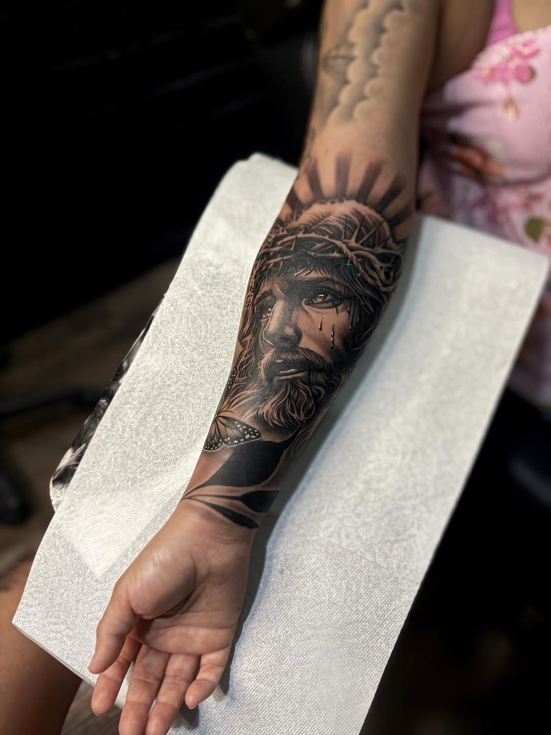Religious Cross Coverup Tattoo by Bella Gomez at Broadway Dept. Sacramento