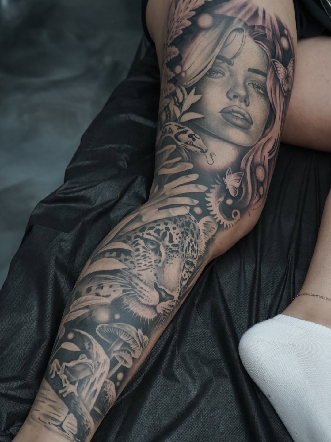 Tattoo artwork by Crystal Mercedes, artist at Broadway Dept. Midtown Sacramento.