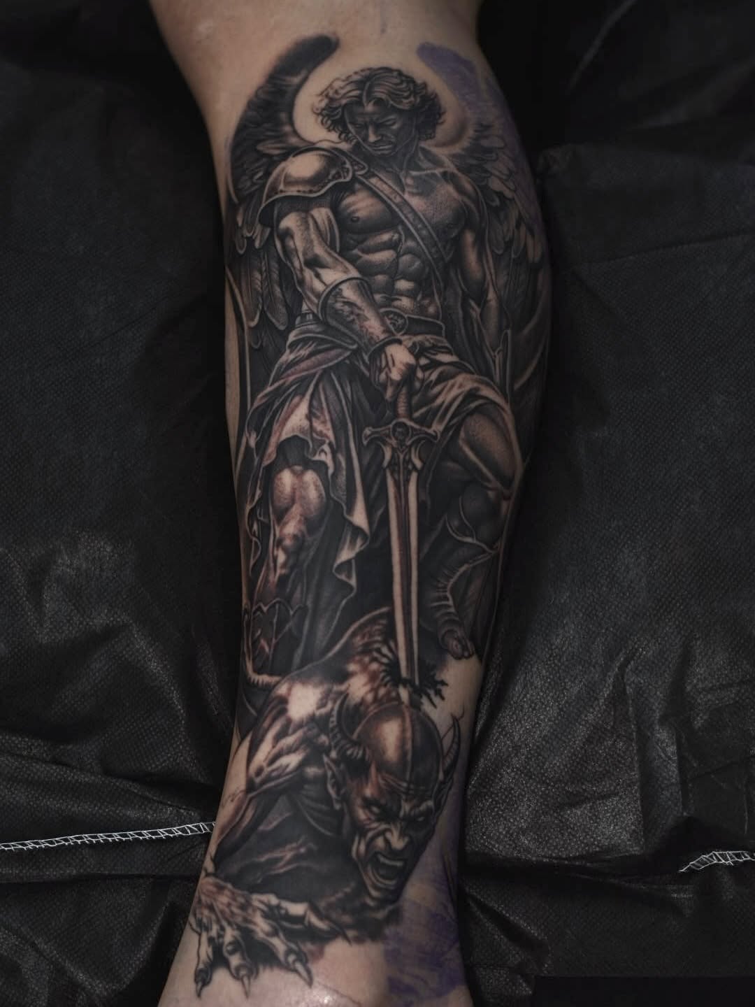 Final stages of custom tattoo session at Broadway Dept on 21st Street Sacramento
