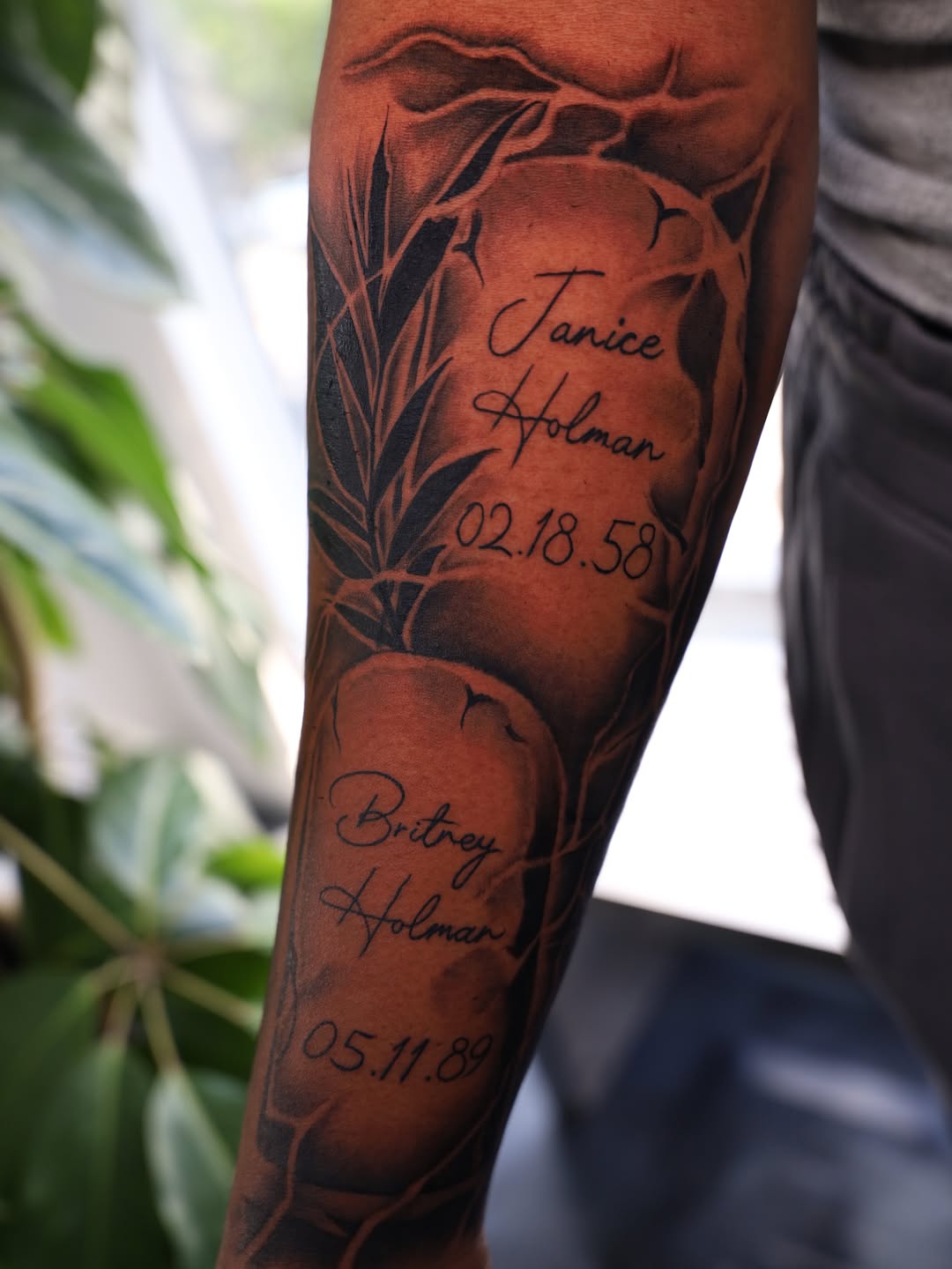 Close-up view of memorial tattoo work at Broadway Dept. Sacramento