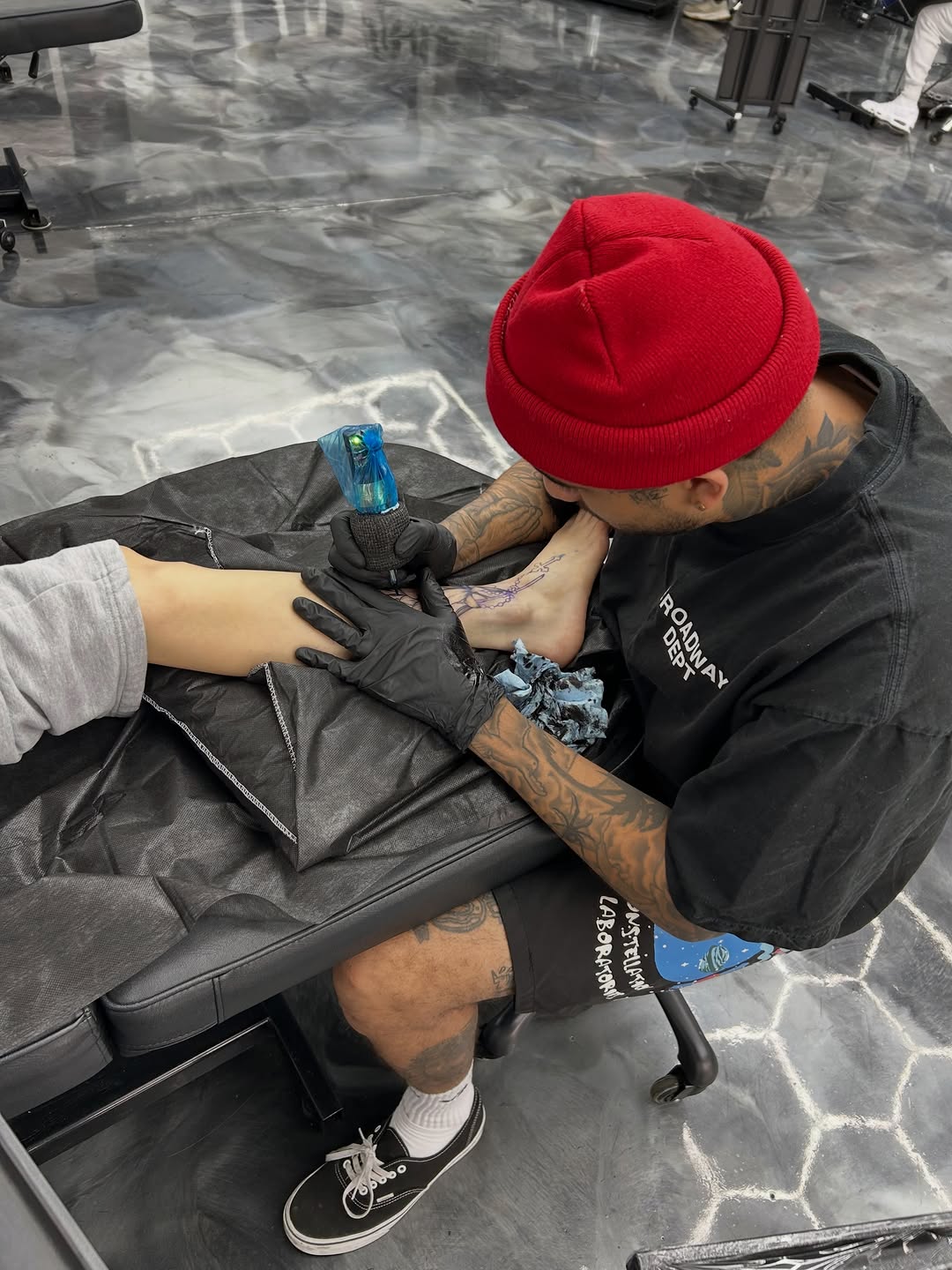 Smile now cry later tattoo detail shot by David Maciel Sacramento artist