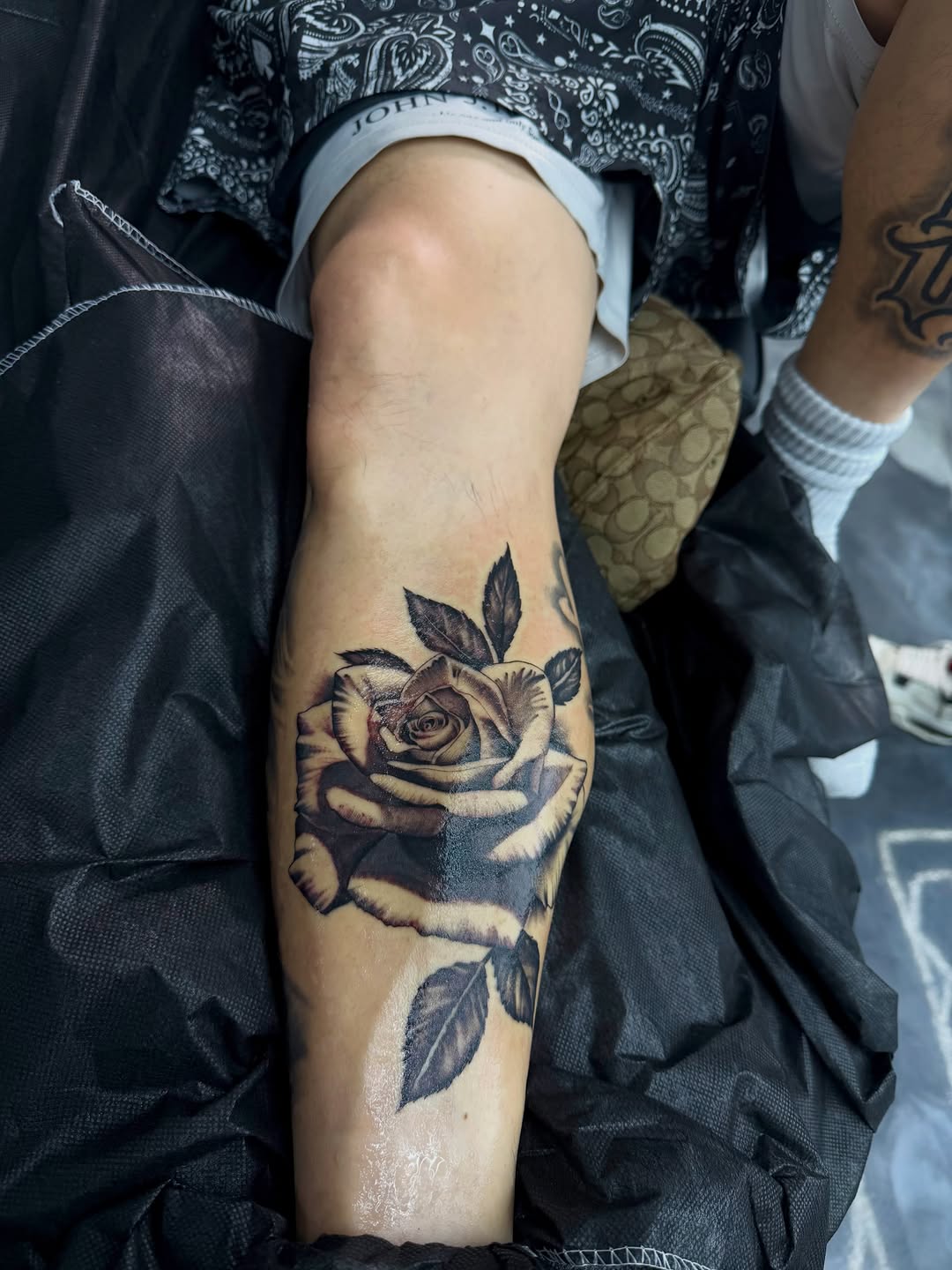 Rose tattoo with multiple style variations by Broadway Dept. in Midtown Sacramento