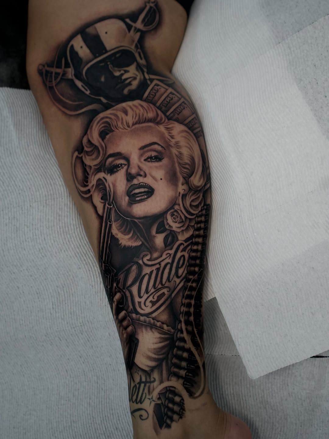 Marilyn Raiderette Tattoo by Bella Gomez at Broadway Dept. Sacramento
