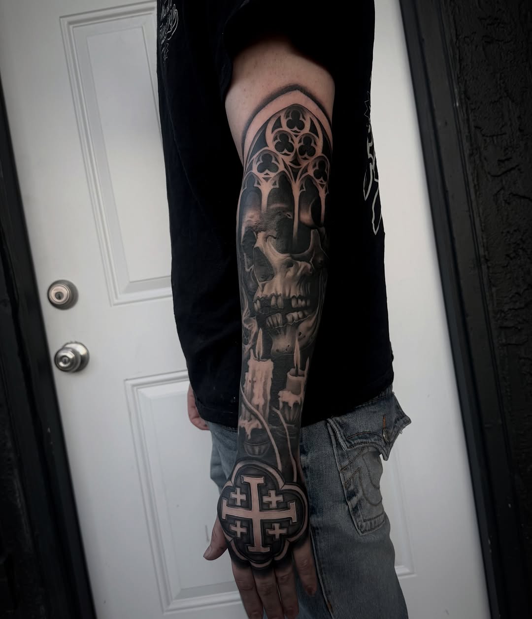 Outer Forearm and Hand Tattoo by Bella Gomez at Broadway Dept. Sacramento