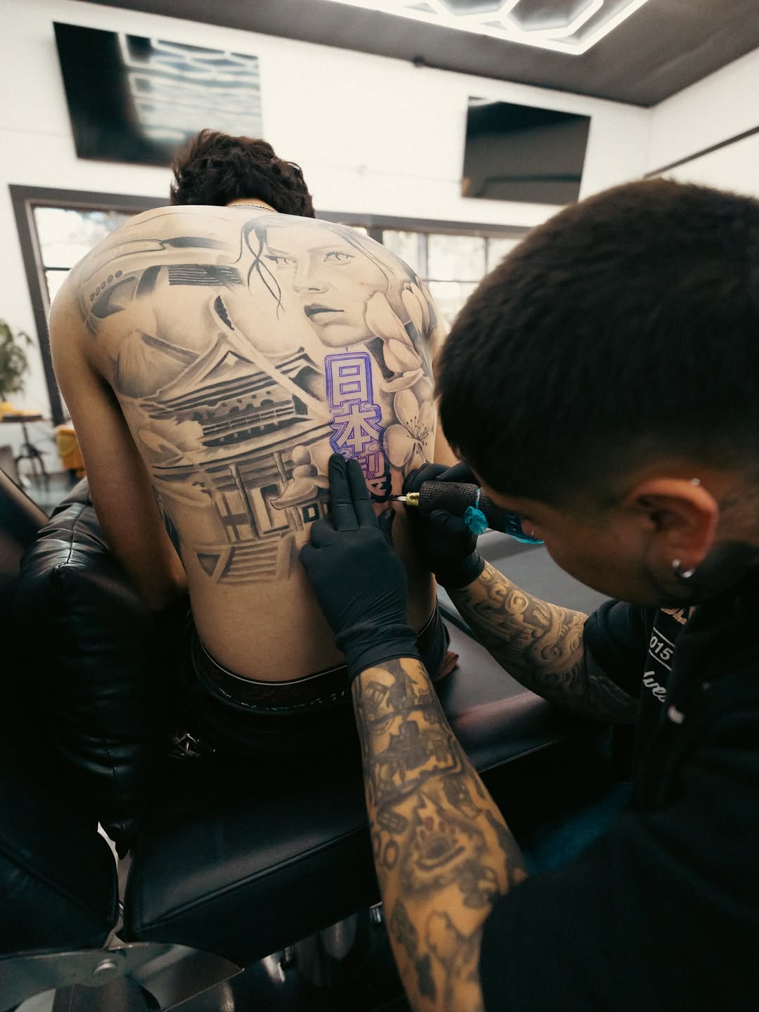 In-progress tattoo detail from Jesus Bernal's Saturday session at Broadway Dept. Sacramento