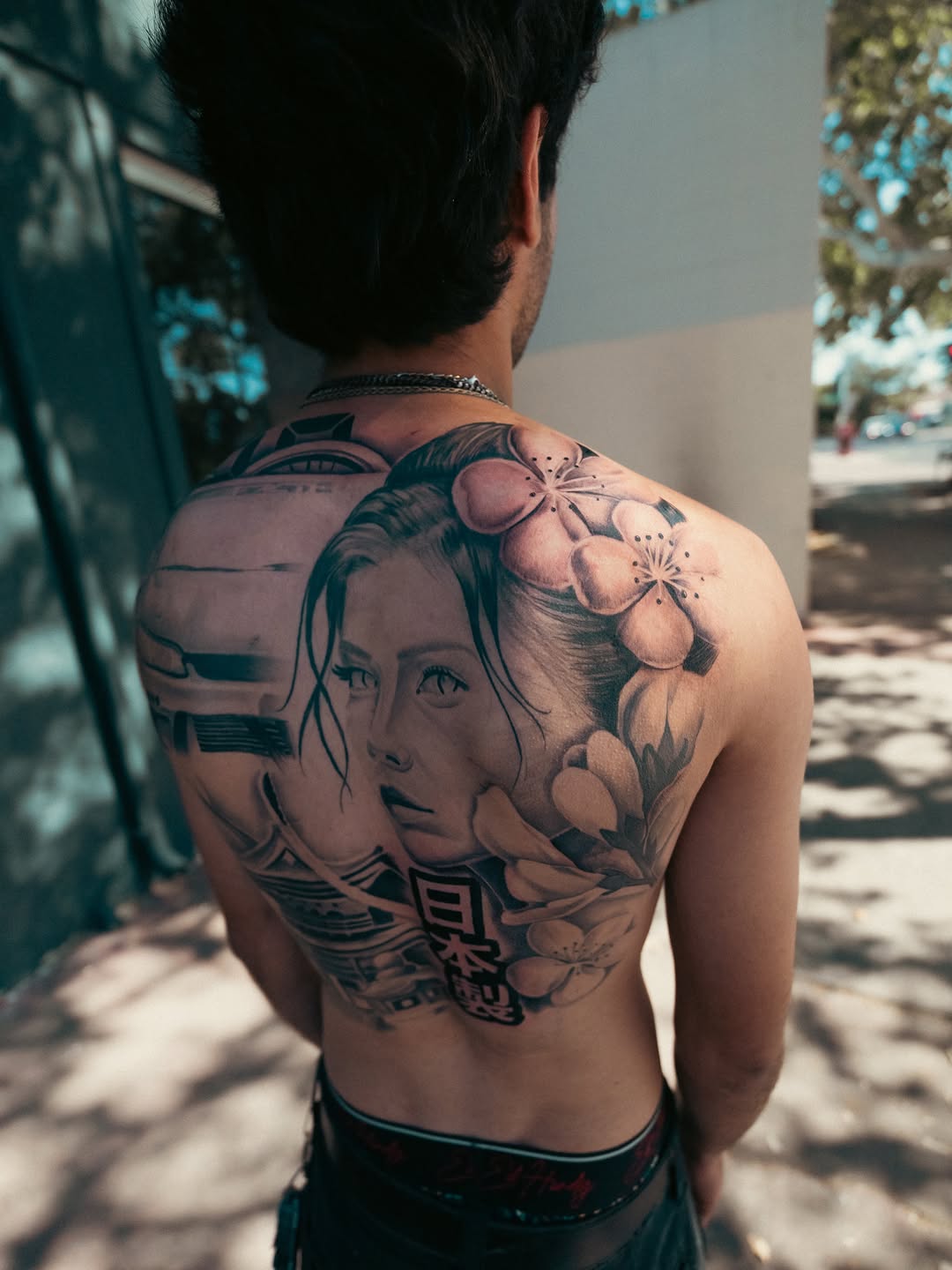 Close-up detail of tattoo being created by Jesus Bernal at Broadway Dept. Sacramento