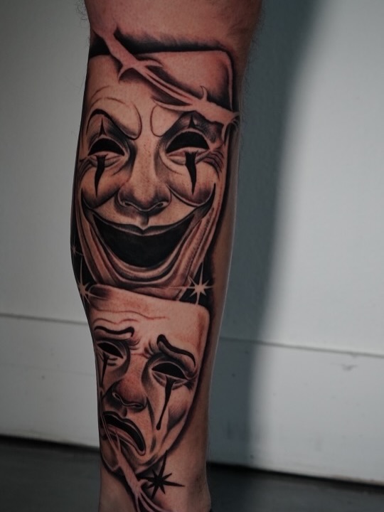 Close-up view of custom tattoo piece with artistic detail by Broadway Dept. artist