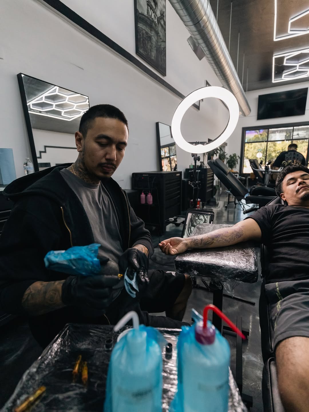 Professional tattoo session at Broadway Dept. walk in shop Sacramento