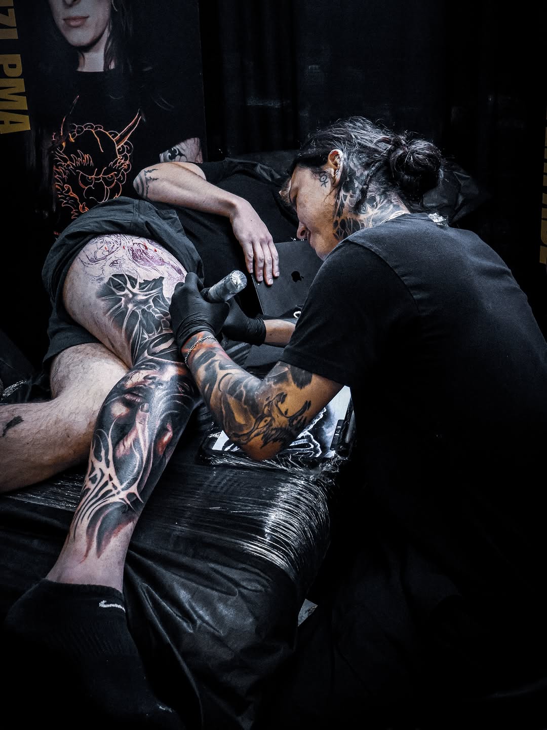 Detailed tattoo piece from Broadway Dept. convention display.