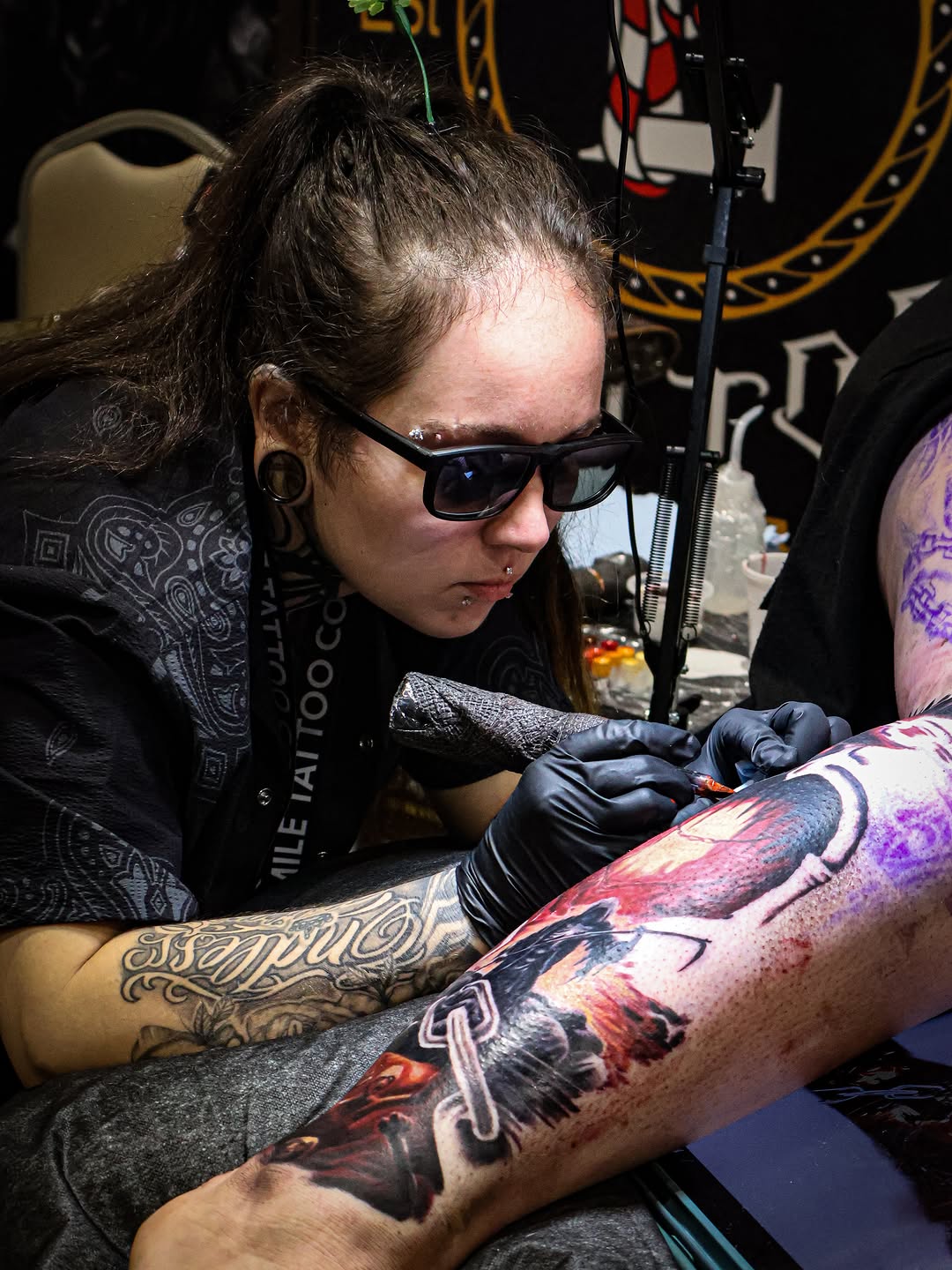 Professional tattoo artwork at Forty Mile Tattoo Convention 2026.