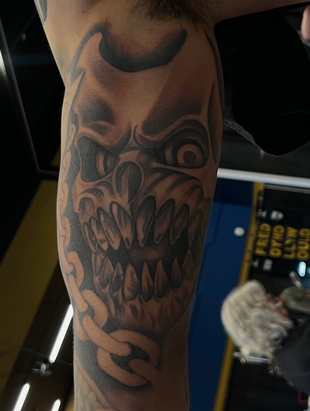 Detailed tattoo sleeve design completed at Forty Mile Tattoo Convention by Broadway Dept team