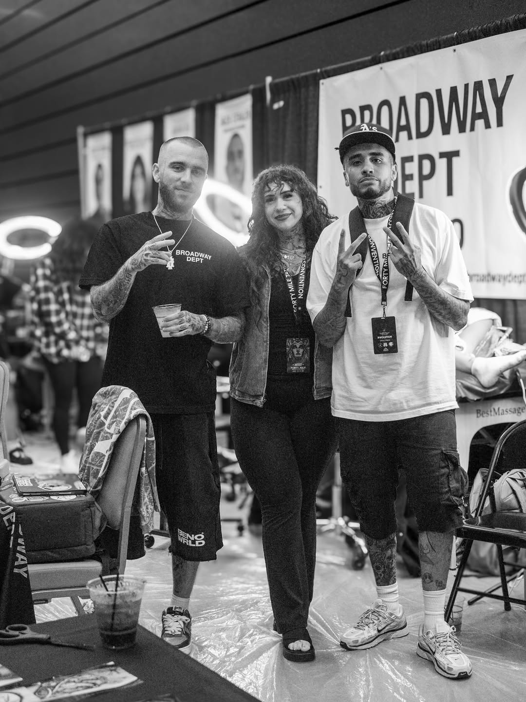 Tattoo convention attendees and artists at Forty Mile event in Sacramento