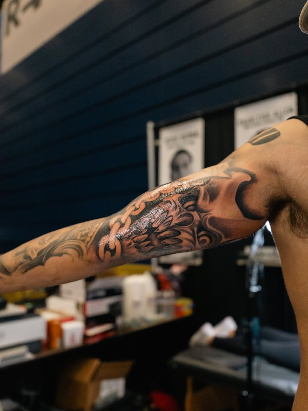 Team collaboration moment at Forty Mile Tattoo Convention day 1