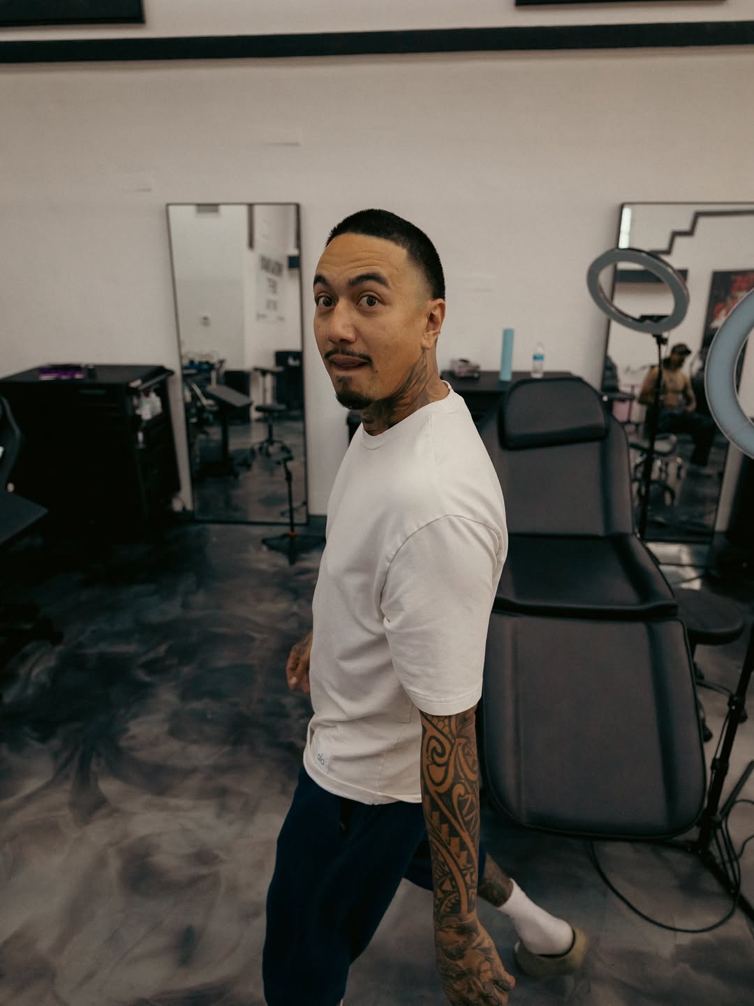 Close-up of Jesus Bernal tattooing at Broadway Dept Sacramento