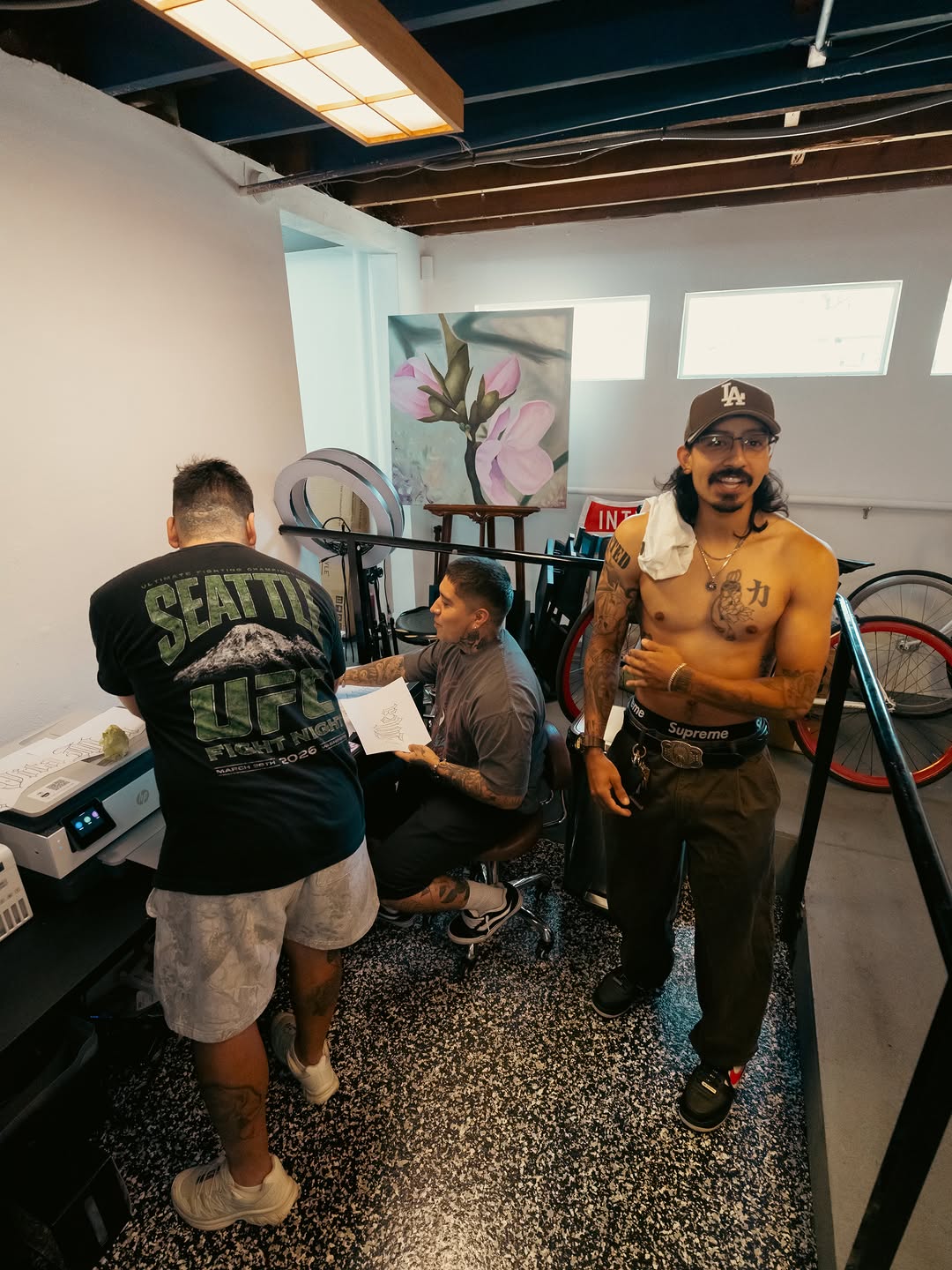 Jesus Bernal tattoo session at Broadway Dept Sacramento