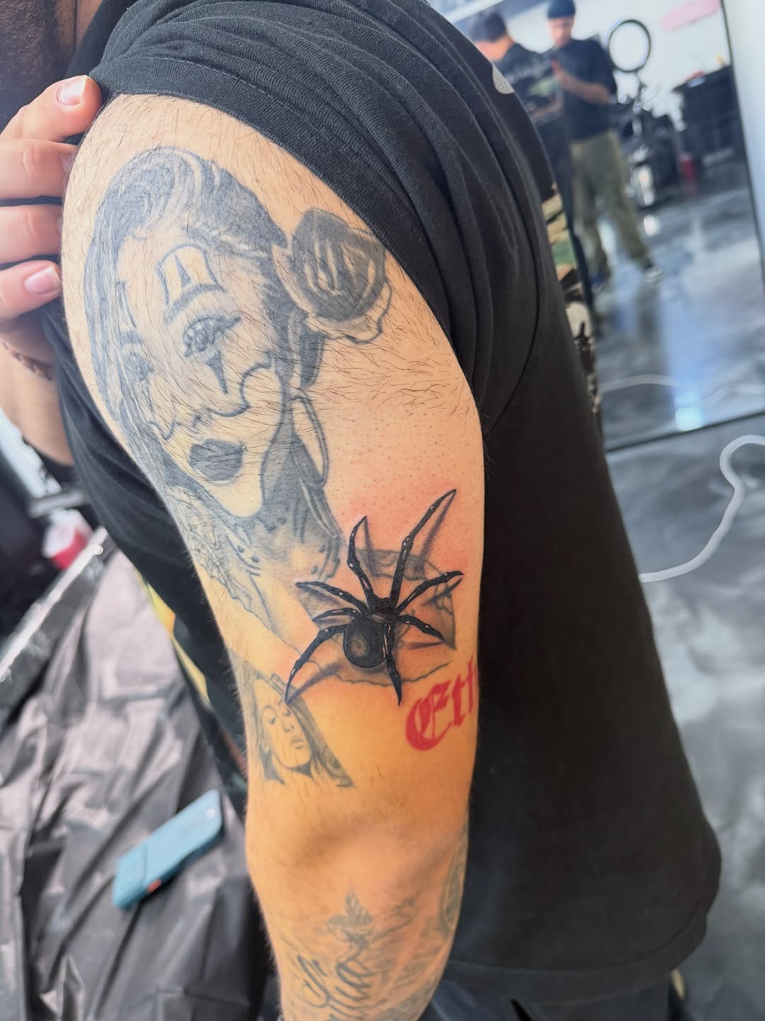 Intricate spider tattoo by cuddyink at Broadway Dept. Midtown